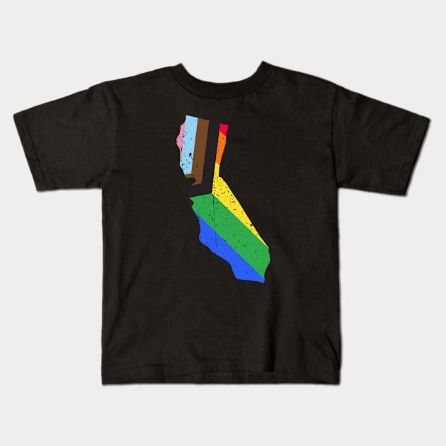 California State Pride: Embrace Progress with the Progress Pride Flag Design Kids T-Shirt by PositiveMindTee